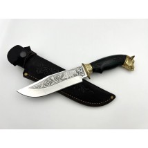 Нож ручной работы для охоты и рыбалки туристический «Кабан #10» с кожаными ножнами нескладной 95х18