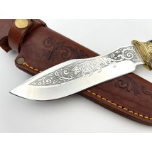 Handmade tourist knife for hunting and fishing “Tiger #8” with leather sheath, awkward 95x18