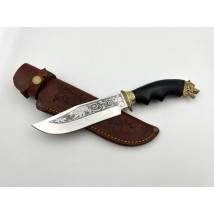Нож ручной работы для охоты и рыбалки туристический «Медведь #16» с кожаными ножнами нескладной 95х18