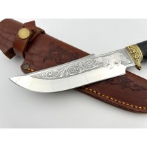 Нож ручной работы для охоты и рыбалки туристический «Кельтский медведь #5» с кожаными ножнами нескладной 95х18
