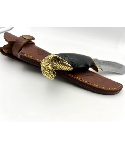 Handmade tourist knife for hunting and fishing “Cobra #8” with leather sheath, awkward 95x18