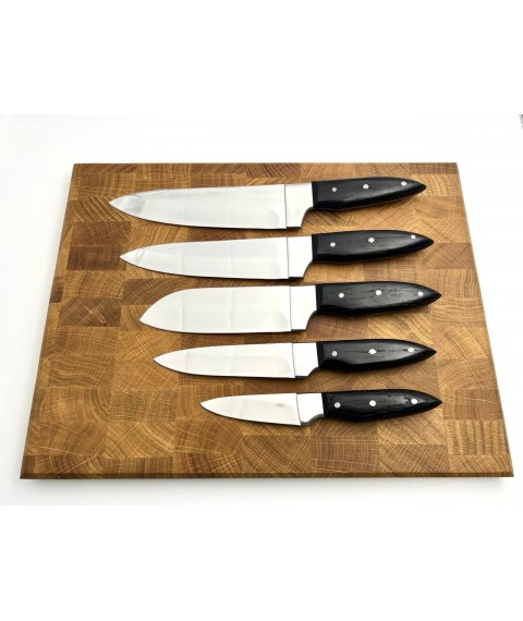 Кухонний набір ножів ручної роботи «Преміальний #1» чорна рукоять, 50х14мф/58 HR