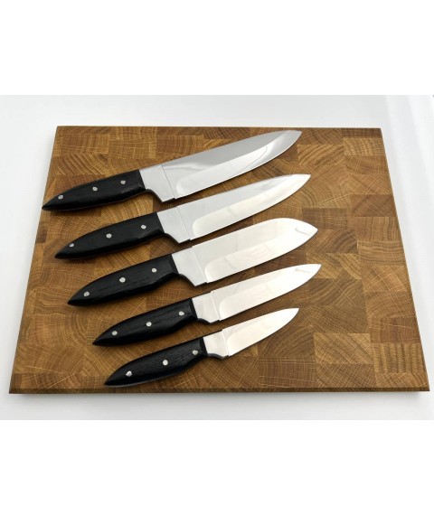 Кухонний набір ножів ручної роботи «Преміальний #1» чорна рукоять, 50х14мф/58 HR
