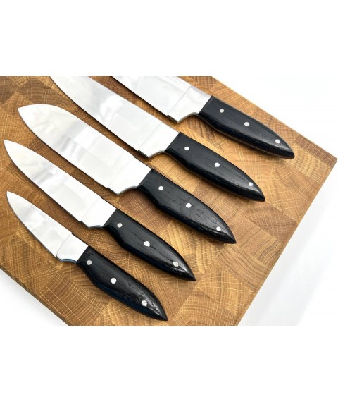 Кухонный набор ножей ручной работы «Премиальный #1» чёрная рукоять, 50х14мф/58 HRC