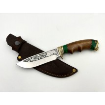 Нож ручной работы для охоты и рыбалки туристический «Кабан #11» с кожаными ножнами нескладной 95х18/58 HRC