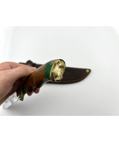 Нож ручной работы для охоты и рыбалки туристический «Кабан #11» с кожаными ножнами нескладной 95х18/58 HRC