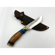 Handmade tourist knife for hunting and fishing “Dog #5” with leather sheath, awkward 95x18/58 HRC