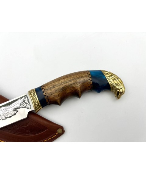 Handmade tourist knife for hunting and fishing “Eagle #8” with leather sheath, awkward 95x18/58 HRC