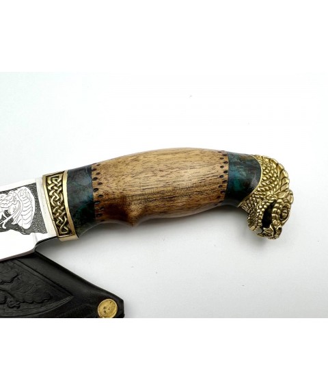 Handmade tourist knife for hunting and fishing “Cobra #10” with leather sheath, awkward 95x18/58 HRC