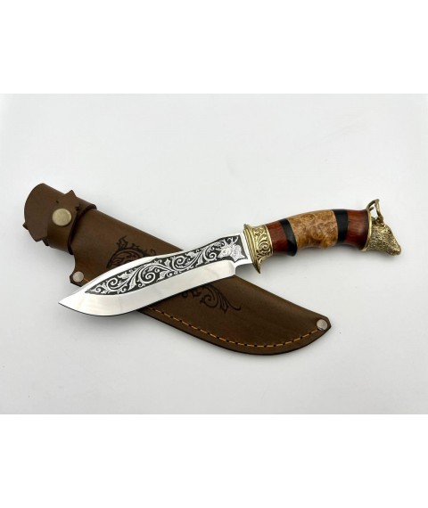 Нож ручной работы для охоты и рыбалки туристический «Олень #2» с кожаными ножнами нескладной 95х18/58 HRC
