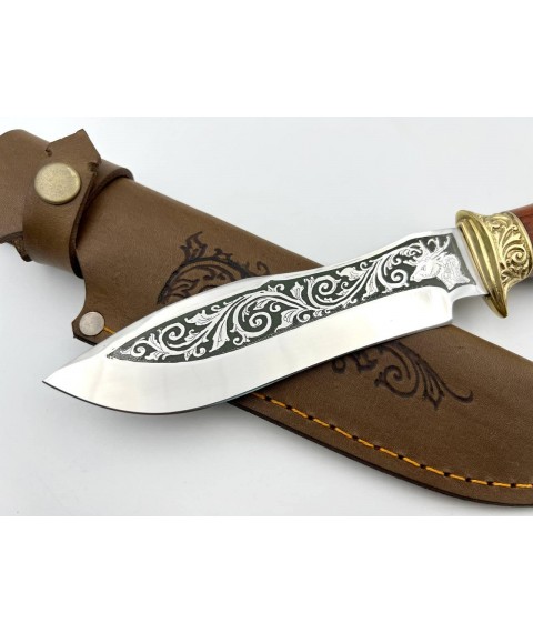Нож ручной работы для охоты и рыбалки туристический «Олень #2» с кожаными ножнами нескладной 95х18/58 HRC