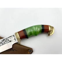 Handmade tourist knife for hunting and fishing “Hunter #7” with leather sheath, awkward 95x18/58 HRC