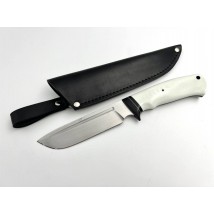 Нож ручной работы для охоты и рыбалки туристический «Йети #1» с кожаными ножнами нескладной N690/61 HRC