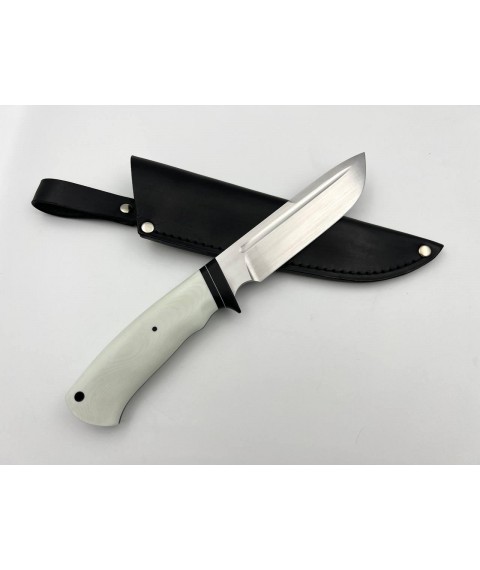 Handmade tourist knife for hunting and fishing “Yeti #1” with leather sheath, awkward N690/61 HRC