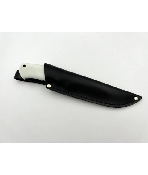 Handmade tourist knife for hunting and fishing “Yeti #1” with leather sheath, awkward N690/61 HRC