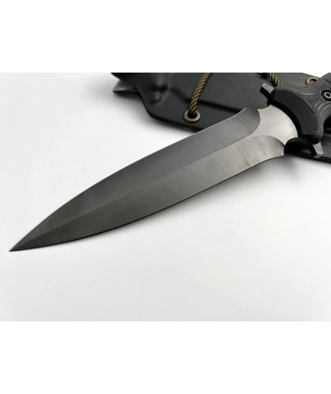 Handmade tactical combat knife dirk “Black #1” with Kydex sheath awkward U8