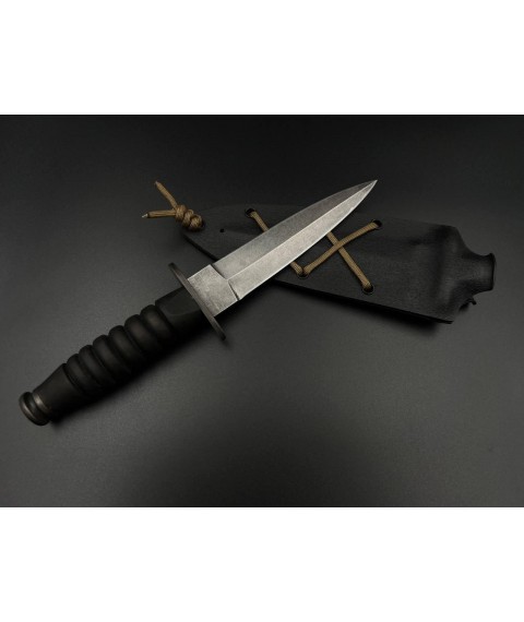 Handmade combat dagger No. 3 with a Kydex scabbard, awkward X12MF/60 HRC