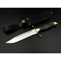 Handmade combat knife “Finka #1” burl maple with leather sheath, awkward 95Х18/58 HRC
