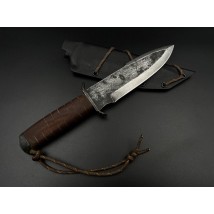 Боевой нож ручной работы «Гюрза» с ножнами из кайдекса нескладной Х12МФ/60 HRC