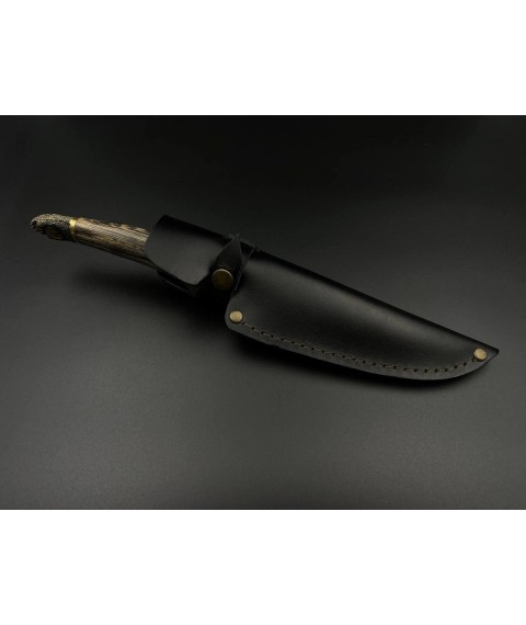 Handmade tourist knife for hunting and fishing “Grizzly #3” with leather sheath, awkward 95x18/58 HRC