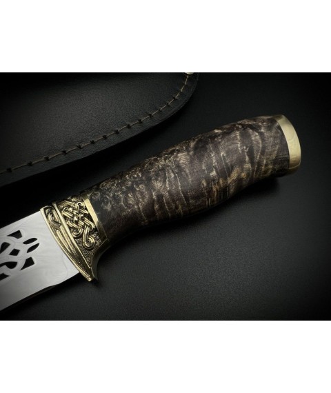 Handmade knife “Trident #1” with the coat of arms of Ukraine with leather sheath, awkward 95Х18