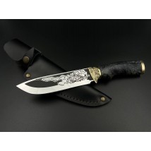 Handmade knife “Hymars #1” with leather sheath, awkward 95x18/58 HRC