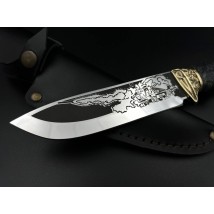 Нож ручной работы «Хаймарс #1» с кожаными ножнами нескладной 95х18/58 HRC