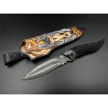 Exclusive handmade knife “Feather #2” with leather sheath Х12МФ/HRC 61