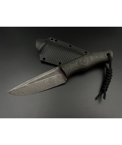 Нож ручной работы «Хищный #1» с ножнами из холтекса нескладной Х12МФ/60 HRC