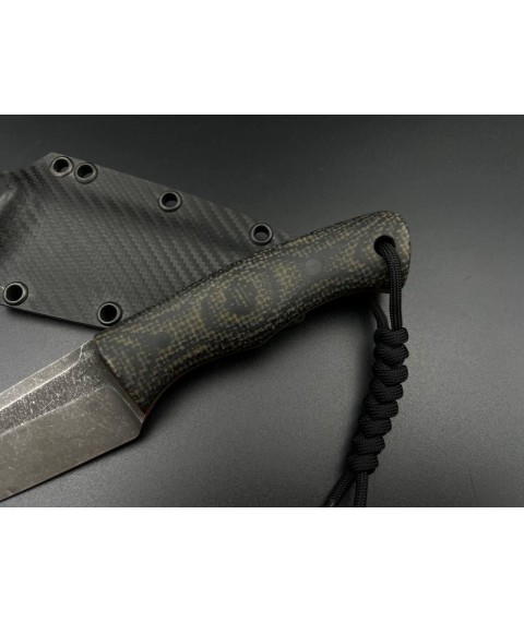 Нож ручной работы «Хищный #1» с ножнами из холтекса нескладной Х12МФ/60 HRC