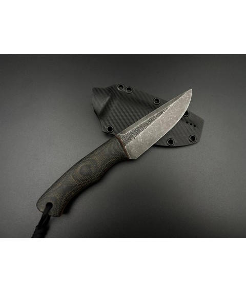 Handmade knife “Predatory #1” with a Holtex sheath, awkward X12MF/60 HRC