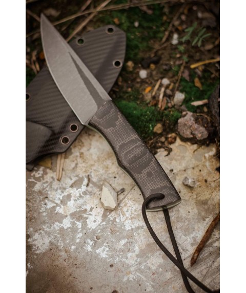 Handmade knife “Predatory #1” with a Holtex sheath, awkward X12MF/60 HRC