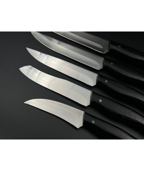 Set of handmade kitchen knives “Fox tail #3” black handle, 65Х13/57HRC