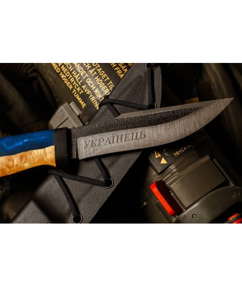 Handmade knife “Ukrainian #1” with a simple Kydex sheath X12MF/61 HRC