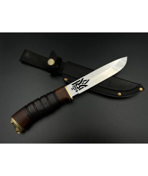 Нож ручной работы «Кабанчик #1» с кожаными ножнами N690/60 HRC