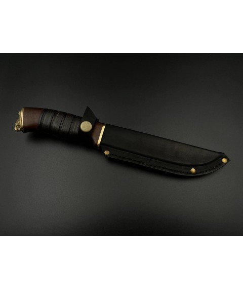 Нож ручной работы «Кабанчик #1» с кожаными ножнами N690/60 HRC