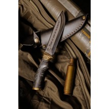Нож ручной работы «Вільний #1» с кожаными ножнами нескладной 95х18/58 HRC