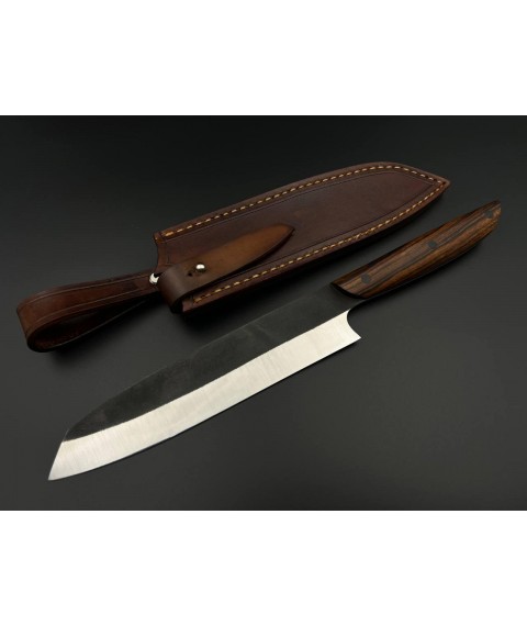 Handmade kitchen knife “Santoku #6” made of steel N690/61 HRC