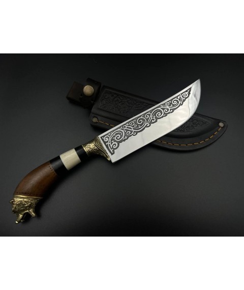 Handmade Uzbek type knife “Pchak #5” (Bear) with leather sheath 95x18/57-58 HRC