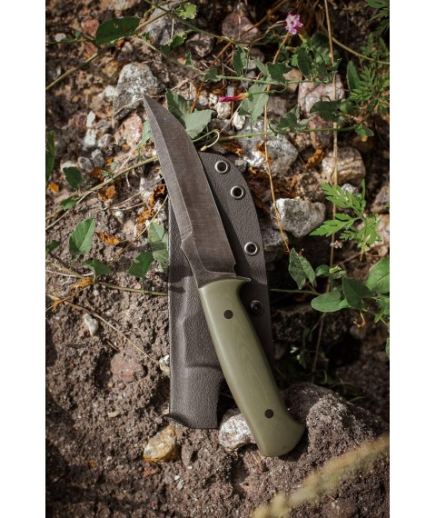 Handmade tactical knife “Defender #3” with Kydex sheath 65G/60 HRC
