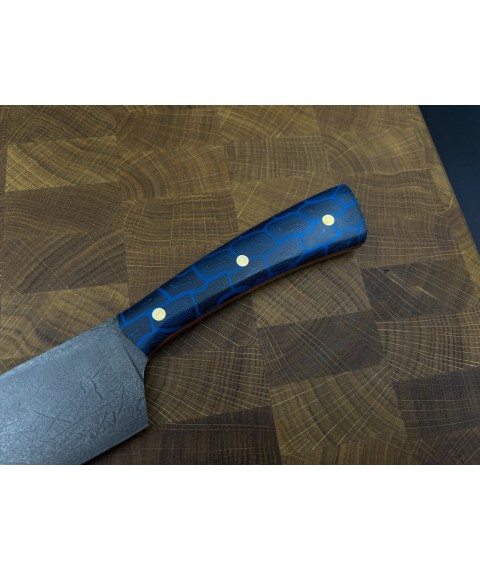 Handmade kitchen knife “Santoku #7”, X12MF/60 HRC.