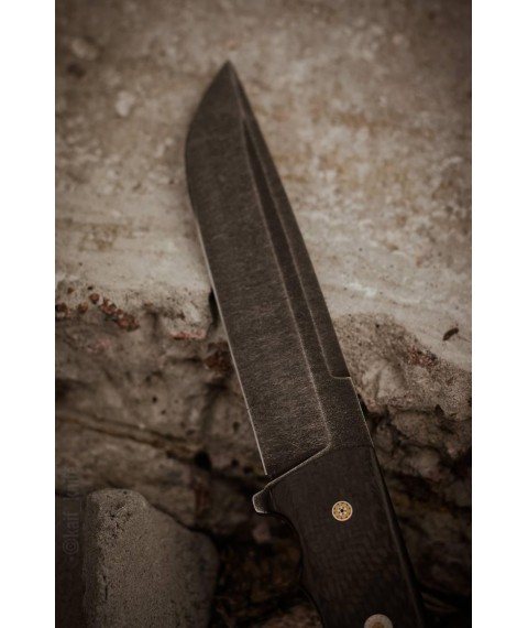 Нож фултанг ручной работы для охоты и рыбалки «Резак #4» с ножнами из кайдекса S390/67 HRC