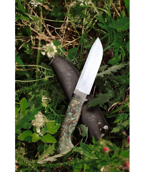 Нож ручной работы «Лесник #3» с ножнами из кожи N690/61-62 HRC