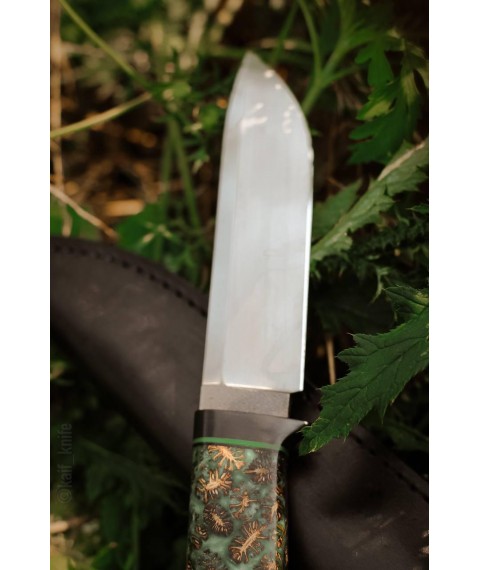 Нож ручной работы «Лесник #3» с ножнами из кожи N690/61-62 HRC