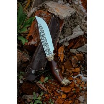 Нож ручной работы «Буйвол #5» с кожаными ножнами нескладной 95х18/58 HRC
