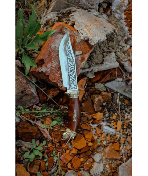 Нож ручной работы «Буйвол #5» с кожаными ножнами нескладной 95х18/58 HRC