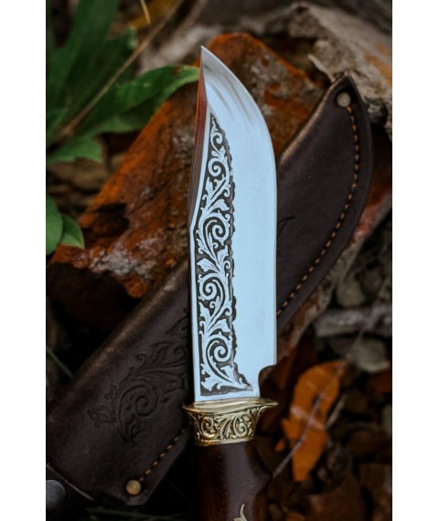 Handmade knife “Buffalo #5” with leather sheath, awkward 95x18/58 HRC