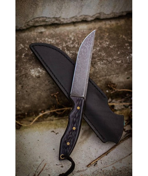 Нож ручной работы «Эстет #1» с ножнами из кожи N690/61 HRC
