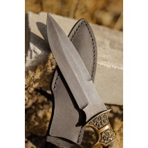 Эксклюзивный нож ручной работы из дамасской стали «Мини-генерал #4» с кожаными ножнами/60 HRC