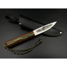 Нож ручной работы для охоты и рыбалки туристический «Якут» с кожаными ножнами ШХ15/59-60 HRC
